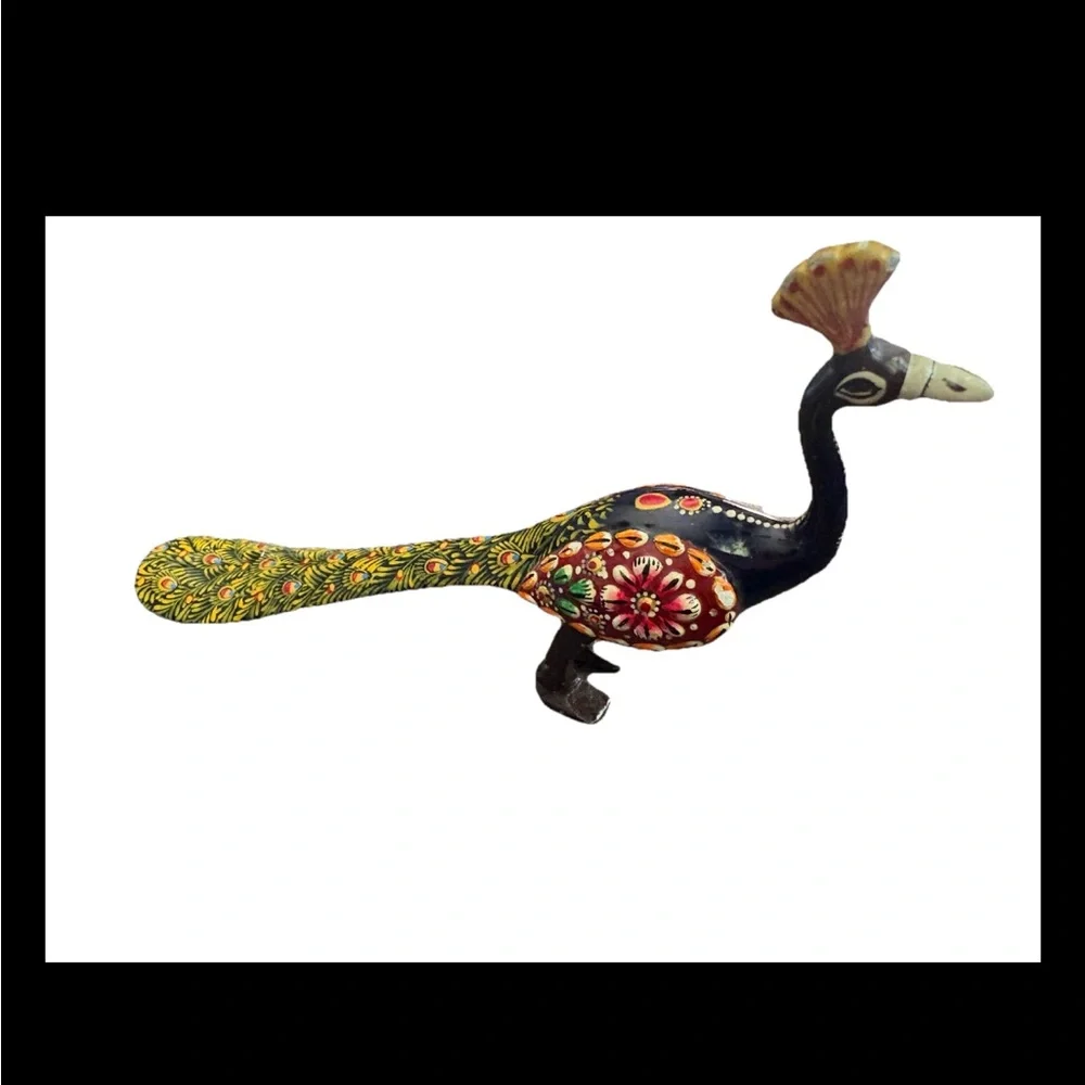 Colorful Peacock Bird Figurine metal